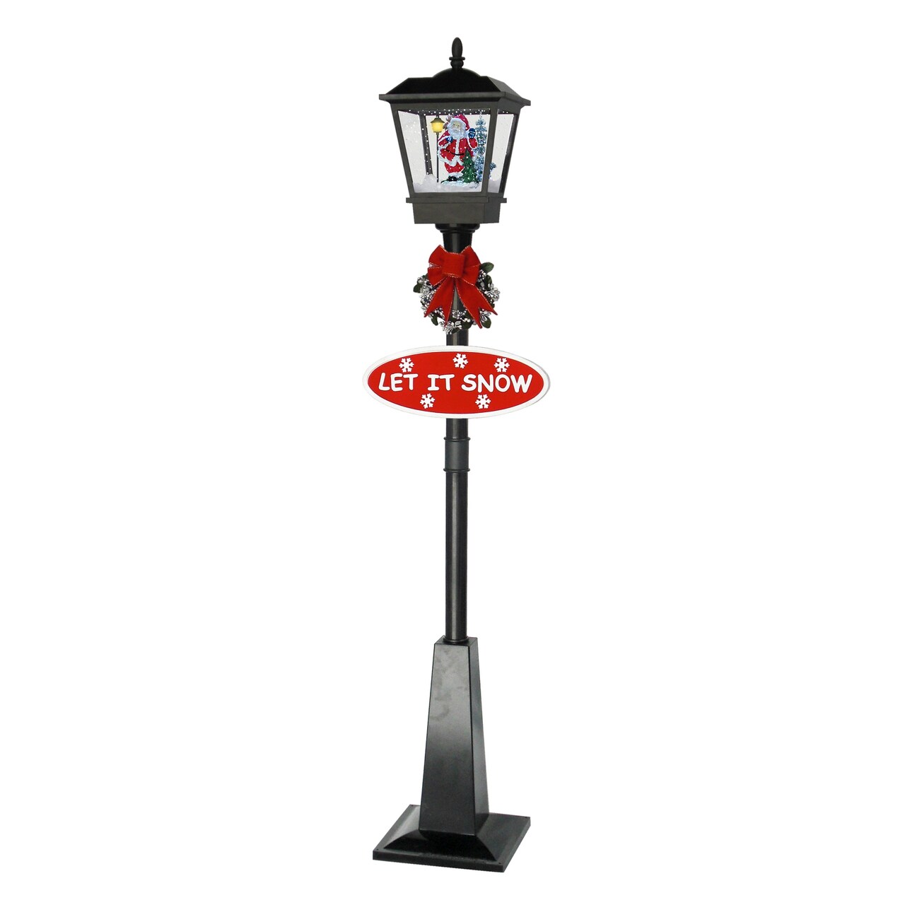 Northlight 70.75" Black LED Lighted Musical Snowing Santa Christmas Street Lamp